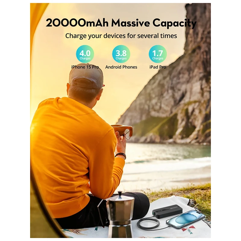 قیمت و خرید پاوربانک 20 وات 20000 میلی آمپر راوپاور مدل RP-PB1235